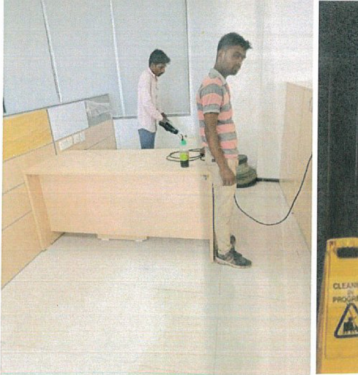 A Force housekeeping equipment and cleaning in progress at site